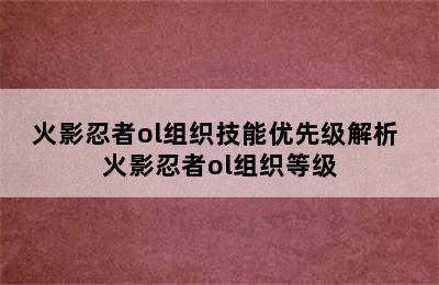 火影忍者ol组织技能优先级解析 火影忍者ol组织等级